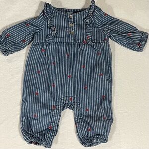 Baby Gap Denim Romper With Hearts (buttons are a bit of a challenge!)